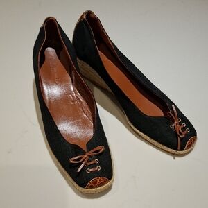 Hollywould Black Canvas, Leather & Jute Closed-toe Espadrilles (EU 40; US 9.5)